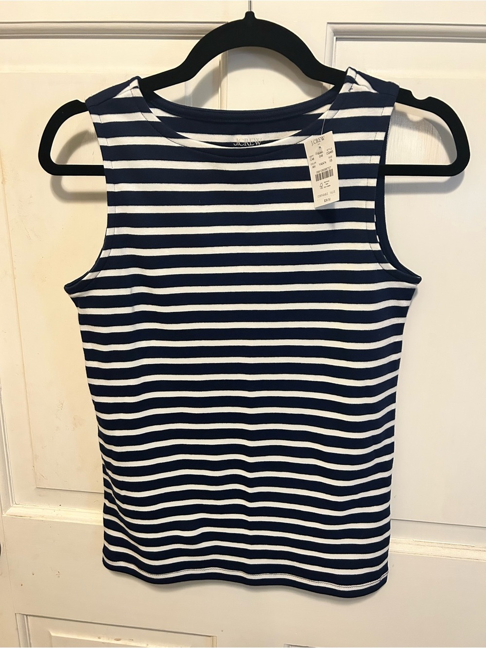 J. Crew Navy and White Striped Sleeveless Tank